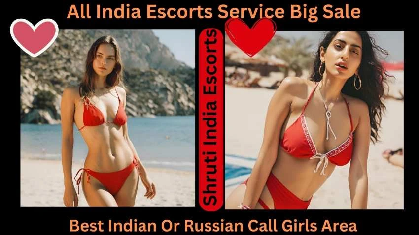 Photo of 2 girls created by AI. Wearing red dress and getting photographed at the beach for Escort Service in Delhi