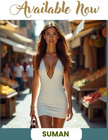 Suman Batra is inside the Panjim market wearing a white dress, She gives Luxury Call Girls service for tourists